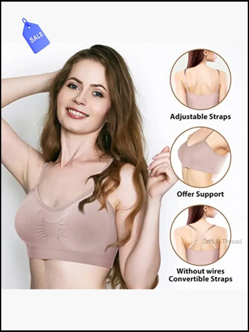 4 Pack Padded Bralette Cami Wireless Tank Top Adjustable Straps